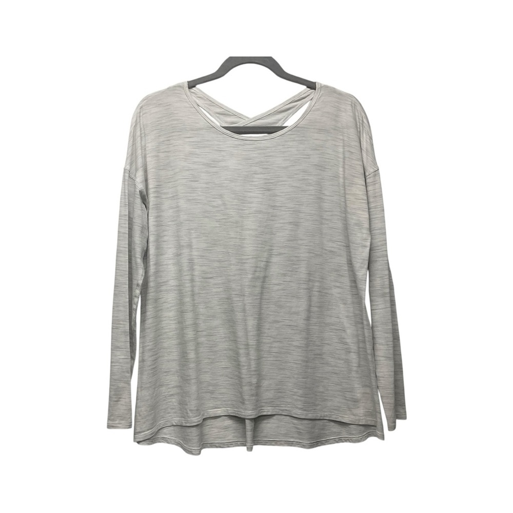 lululemon athletica Heathered Light Gray Long Sleeve Crisscross Back Tee